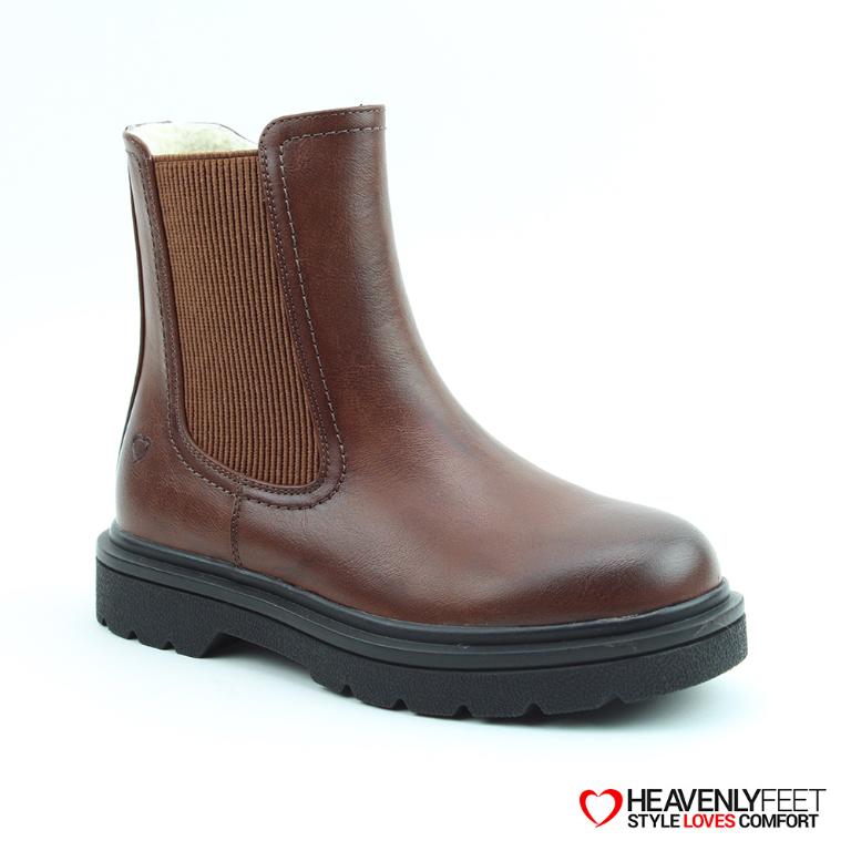 HEAVENLYFEET｜英國舒適休閒女鞋 切爾西厚底短靴-Saint2 Warm(可可色)