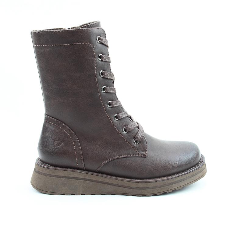 HEAVENLYFEET｜英國舒適休閒女鞋 繫帶8孔中筒靴-Martina4(可可色)