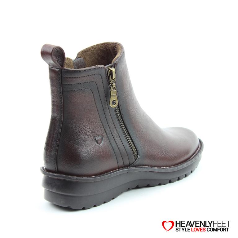 HEAVENLYFEET｜英國舒適休閒女鞋 金屬拉片短靴-Patti(可可棕)