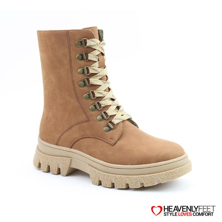 HEAVENLYFEET｜英國舒適休閒女鞋 繫帶8孔厚底中筒靴-Driscoll(棕色)