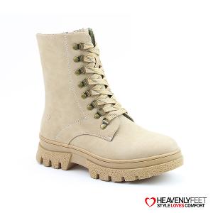 HEAVENLYFEET｜英國舒適休閒女鞋 繫帶8孔厚底中筒靴-Driscoll(淺米)