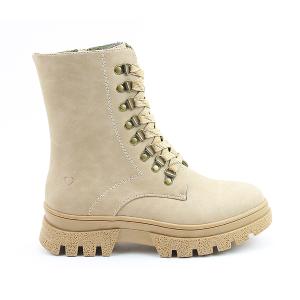 HEAVENLYFEET｜英國舒適休閒女鞋 繫帶8孔厚底中筒靴-Driscoll(淺米)