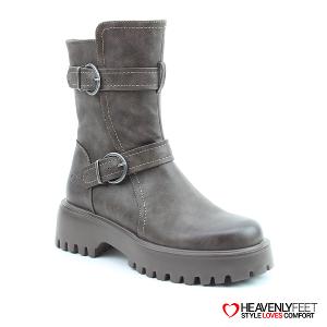 HEAVENLYFEET｜英國舒適休閒女鞋 個性雙扣中筒靴-Tatianna(石灰咖)