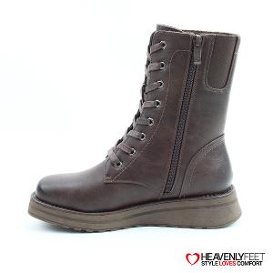 HEAVENLYFEET｜英國舒適休閒女鞋 繫帶8孔中筒靴-Martina4(可可色)
