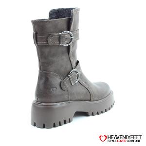 HEAVENLYFEET｜英國舒適休閒女鞋 個性雙扣中筒靴-Tatianna(石灰咖)