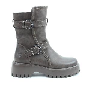 HEAVENLYFEET｜英國舒適休閒女鞋 個性雙扣中筒靴-Tatianna(石灰咖)