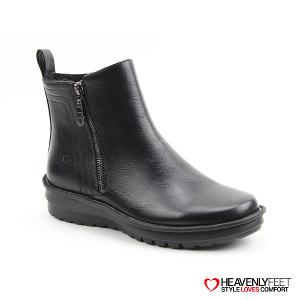 HEAVENLYFEET｜英國舒適休閒女鞋 金屬拉片短靴-Patti(黑色)