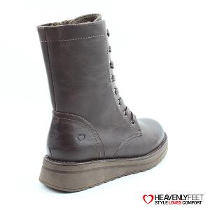 HEAVENLYFEET｜英國舒適休閒女鞋 繫帶8孔中筒靴-Martina4(可可色)