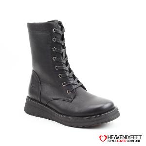 HEAVENLYFEET|英國舒適休閒女鞋 繫帶8孔中筒靴-Martina4(黑色)