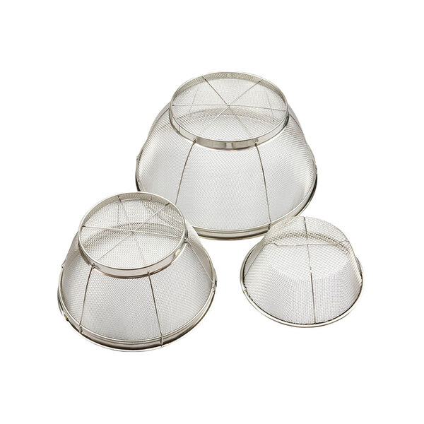 【YOSHIKAWA吉川】日本18-8不鏽鋼MIZ.KEAD料理濾水藍組1組3入(15/19/25cm) SJ3467 日本製