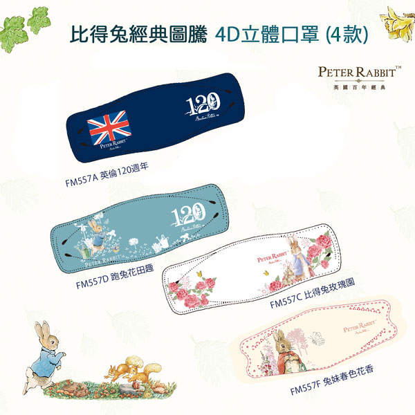 PETER RABBIT 比得兔 4D立體醫用口罩-單盒8入 任選3盒