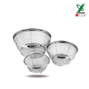 【YOSHIKAWA吉川】日本18-8不鏽鋼MIZ.KEAD料理濾水藍組1組3入(15/19/25cm) SJ3467 日本製