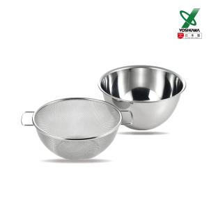 【YOSHIKAWA吉川】日本不鏽鋼調理盆洗米/瀝水籃兩件組 SJ1992 日本製