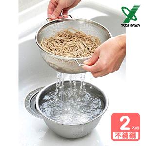 【YOSHIKAWA吉川】日本不鏽鋼調理盆洗米/瀝水籃兩件組 SJ1992 日本製