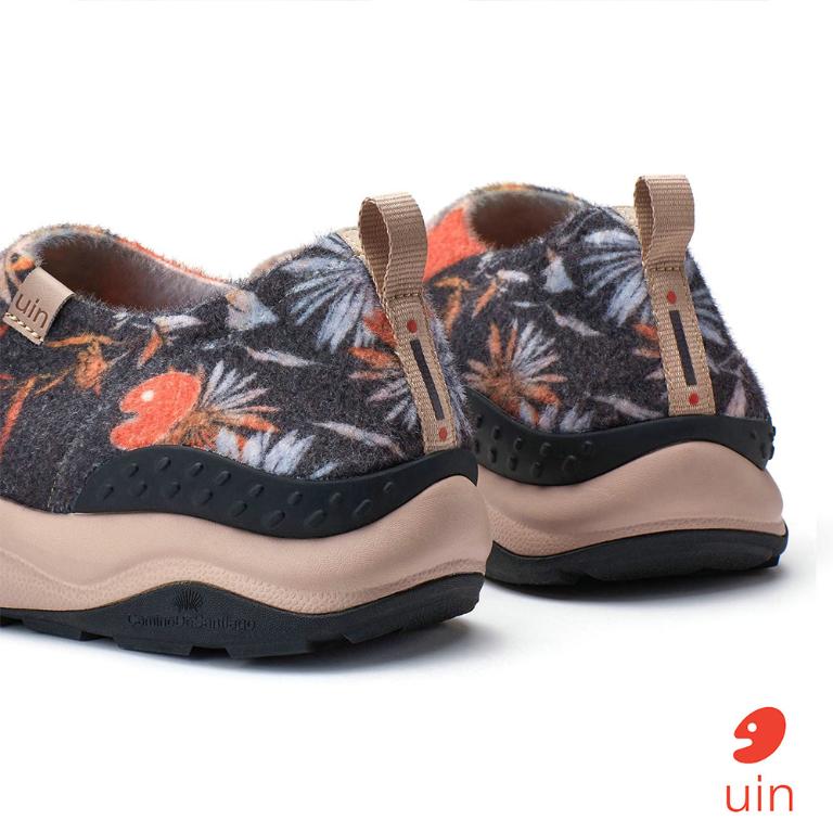 uin│西班牙原創設計 女鞋 帆布鞋 懶人鞋 夜間花影彩繪休閒鞋W1901272