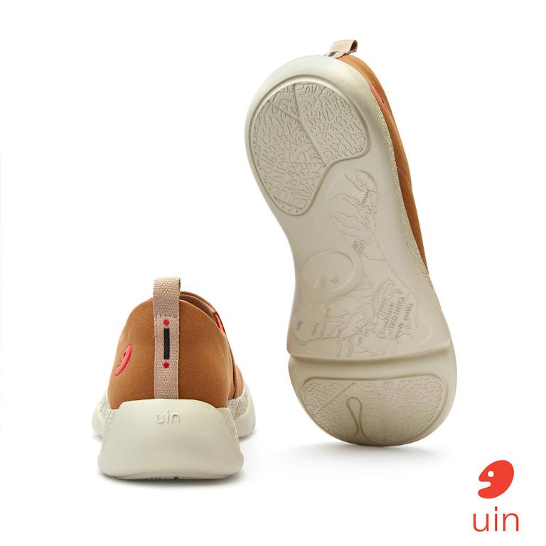 uin│西班牙原創設計 男鞋 帆布鞋 懶人鞋 果糖棕素色休閒鞋M1710597