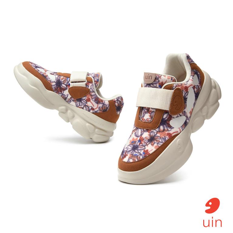 uin│西班牙原創設計 女鞋 帆布鞋 懶人鞋 厚底鞋 百花疊影彩繪休閒鞋W1851257