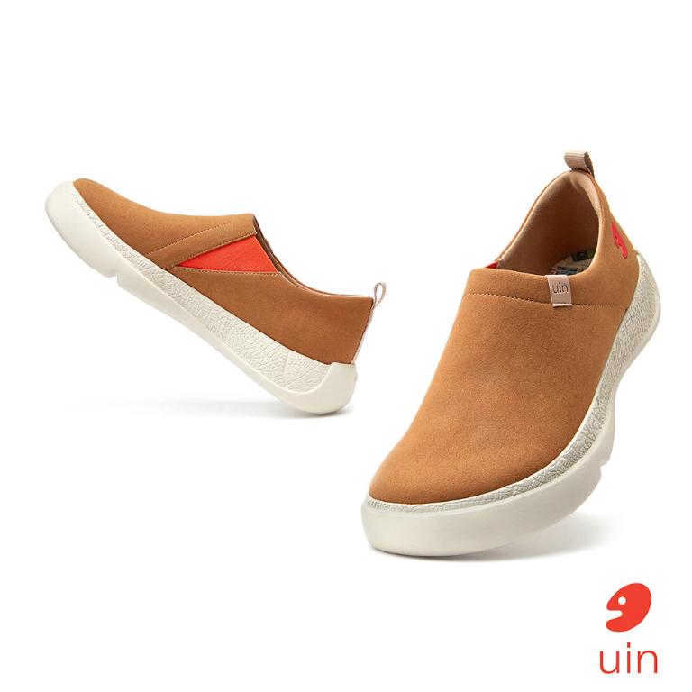 uin│西班牙原創設計 男鞋 帆布鞋 懶人鞋 果糖棕素色休閒鞋M1710597