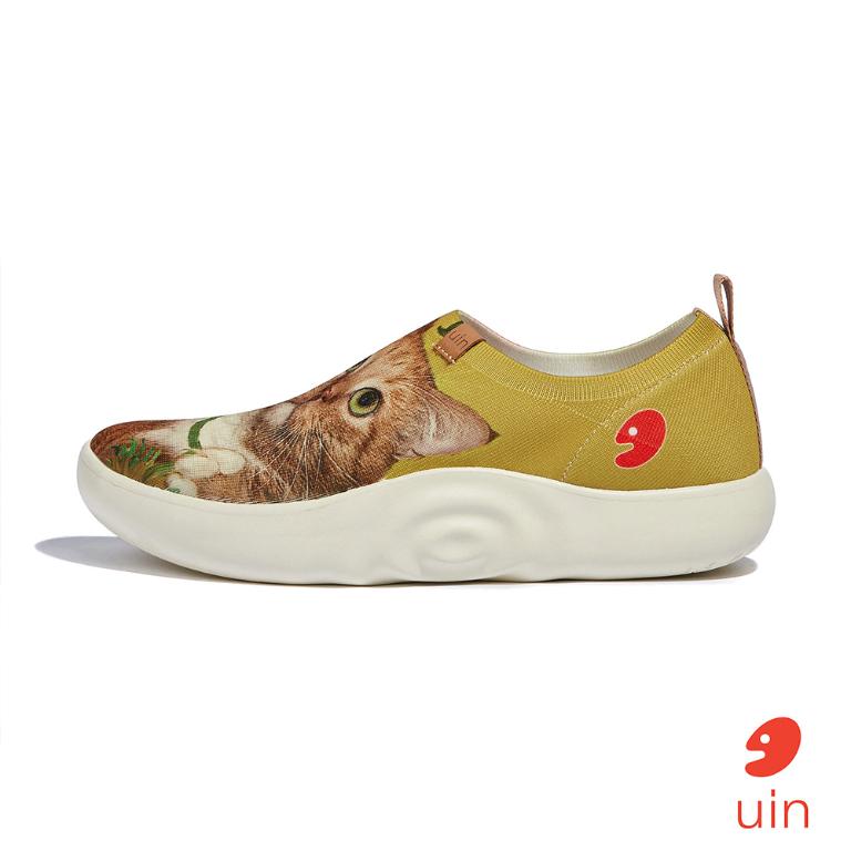 uin│西班牙原創設計 女鞋 帆布鞋 懶人鞋 向日葵與貓3彩繪休閒鞋W1710933