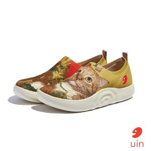 uin│西班牙原創設計 女鞋 帆布鞋 懶人鞋 向日葵與貓3彩繪休閒鞋W1710933