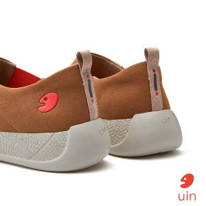 uin│西班牙原創設計 男鞋 帆布鞋 懶人鞋 果糖棕素色休閒鞋M1710597
