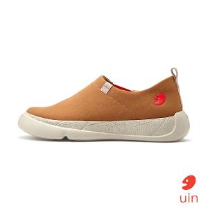 uin│西班牙原創設計 男鞋 帆布鞋 懶人鞋 果糖棕素色休閒鞋M1710597