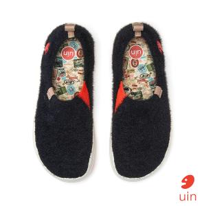 uin│西班牙原創設計 女鞋 帆布鞋 懶人鞋 黯夜黑彩繪休閒鞋W1700998