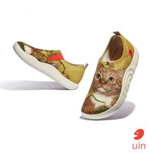 uin│西班牙原創設計 女鞋 帆布鞋 懶人鞋 向日葵與貓3彩繪休閒鞋W1710933