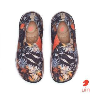 uin│西班牙原創設計 女鞋 帆布鞋 懶人鞋 夜間花影彩繪休閒鞋W1901272