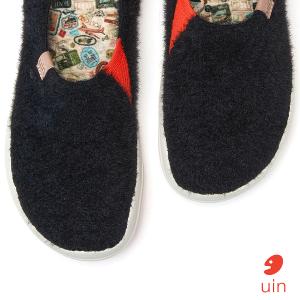 uin│西班牙原創設計 女鞋 帆布鞋 懶人鞋 黯夜黑彩繪休閒鞋W1700998