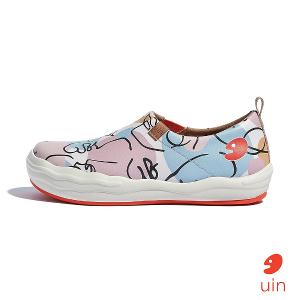 uin│西班牙原創設計 女鞋 帆布鞋 懶人鞋 五官線條彩繪休閒鞋W1700410