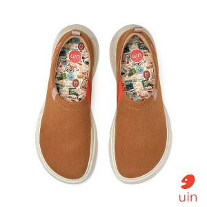 uin│西班牙原創設計 男鞋 帆布鞋 懶人鞋 果糖棕素色休閒鞋M1710597