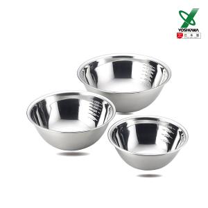 【YOSHIKAWA吉川】日本18-8不鏽鋼料理盆刻度調理盆(18/21/24cm) 1組3入 SH6451 日本製