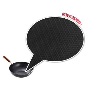 【YOSHIKAWA吉川鄉技】職人木柄鐵炒鍋33cm 日本鐵鍋 新潟燕三条YJ2502(送強化玻璃鍋蓋)