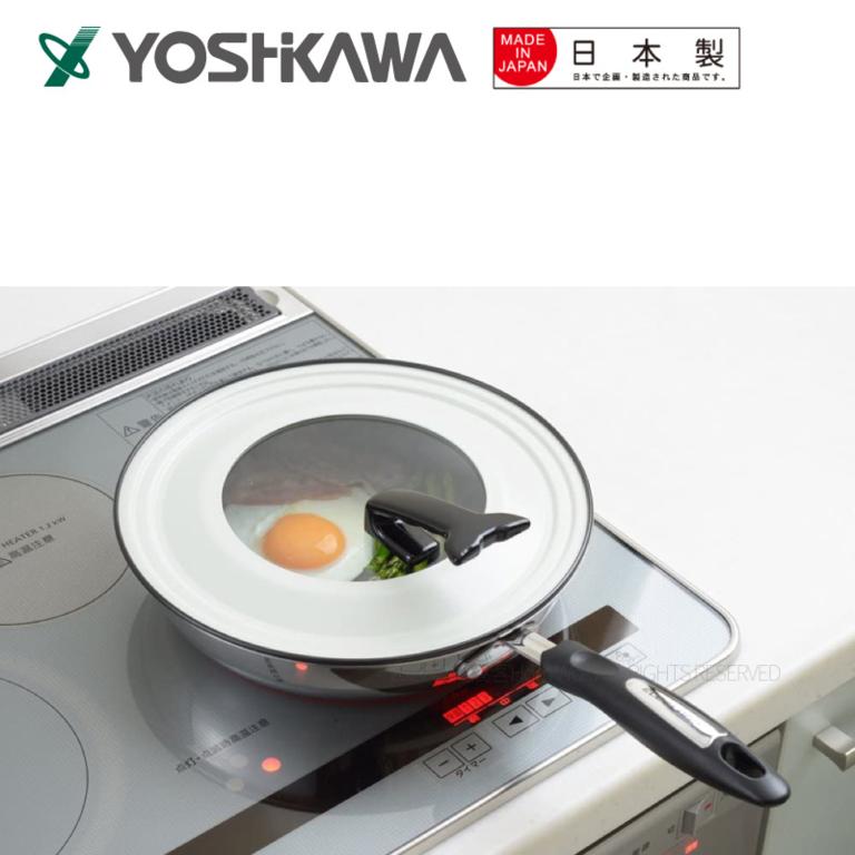 【YOSHIKAWA吉川】可立式強化玻璃鐵製鍋蓋(適用26~30cm) YJ2030 日本製