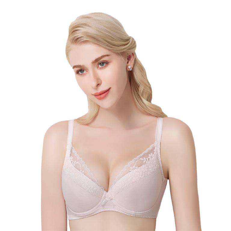 【思薇爾】輕醇BRA系列C-F罩軟鋼圈涼感蕾絲包覆女內衣(嬰兒粉)