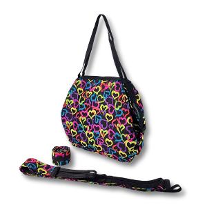 POPCORNGREEN(超纖高丹)摺疊隨身包 彩色愛心黑(L)