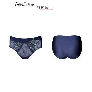 【思薇爾】星燦女爵系列M-XXL蕾絲中腰三角女內褲(普魯士藍)