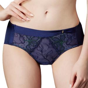 【思薇爾】星燦女爵系列M-XXL蕾絲中腰三角女內褲(普魯士藍)
