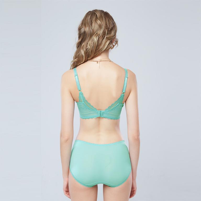 【思薇爾】迷蝶香系列B-E罩蕾絲刺繡集中包覆女內衣(艾綠色)