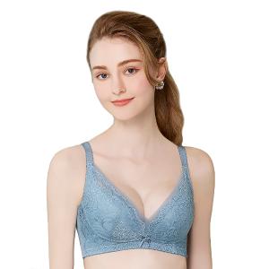 【思薇爾】柔塑曲線系列B-F罩無鋼圈調整型蕾絲集中包覆塑身女內衣(水洗藍)