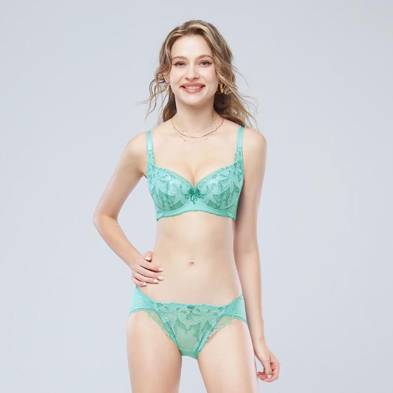 【思薇爾】迷蝶香系列C-G罩背心型蕾絲刺繡包覆女內衣(艾綠色)