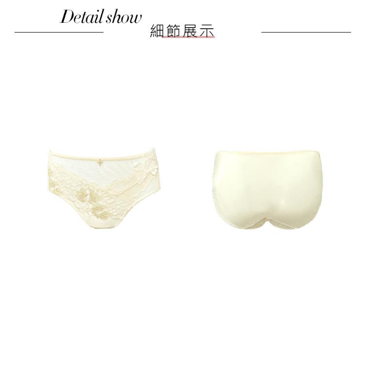 【思薇爾】金戀花羽系列M-XXL蕾絲中腰三角女內褲(玄米色)