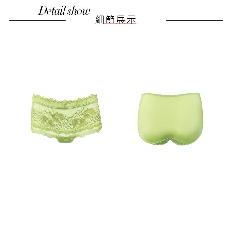 【思薇爾】金戀花羽系列M-XL蕾絲中低腰平口女內褲(蒲柳綠)