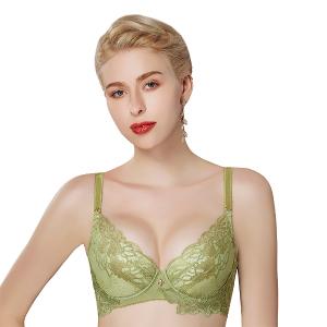 【思薇爾】金戀花羽系列C-F罩軟鋼圈蕾絲集中包覆女內衣(蒲柳綠)