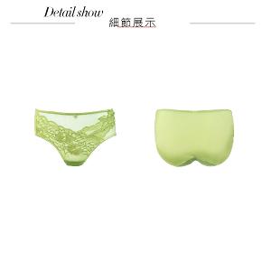 【思薇爾】金戀花羽系列M-XXL蕾絲中腰三角女內褲(蒲柳綠)
