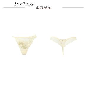 【思薇爾】金戀花羽系列M-XL蕾絲低腰丁字褲(玄米色)