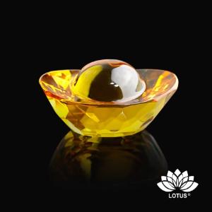 LOTUS水晶玻璃 黃金 大元寶6.2x3.2x3.2cm (入厝送禮_開運招財_精緻禮盒)