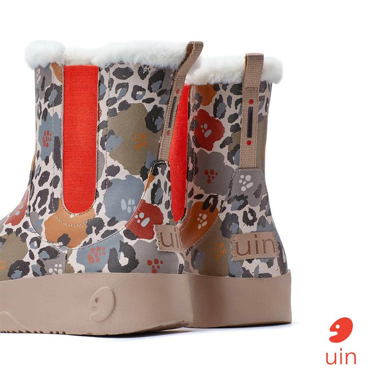 uin│西班牙原創設計 女鞋 短靴 花間豹紋彩繪休閒鞋W1790978