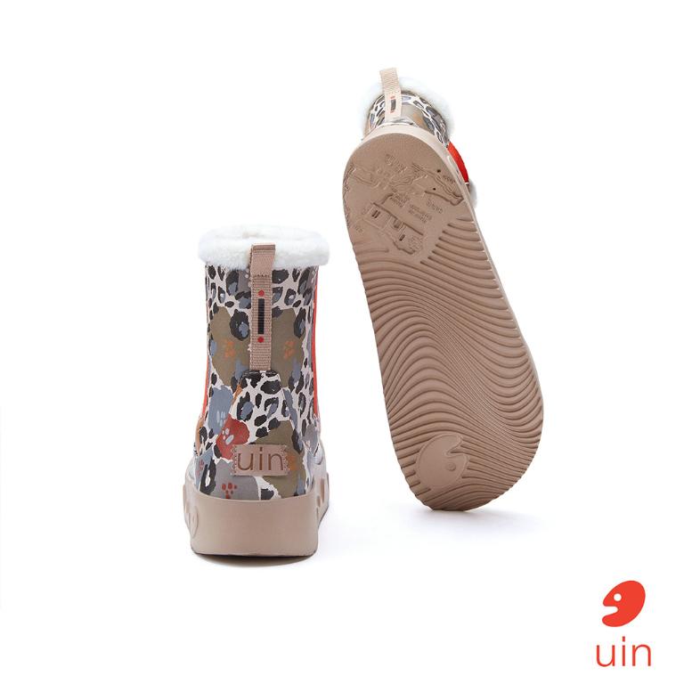 uin│西班牙原創設計 女鞋 短靴 花間豹紋彩繪休閒鞋W1790978